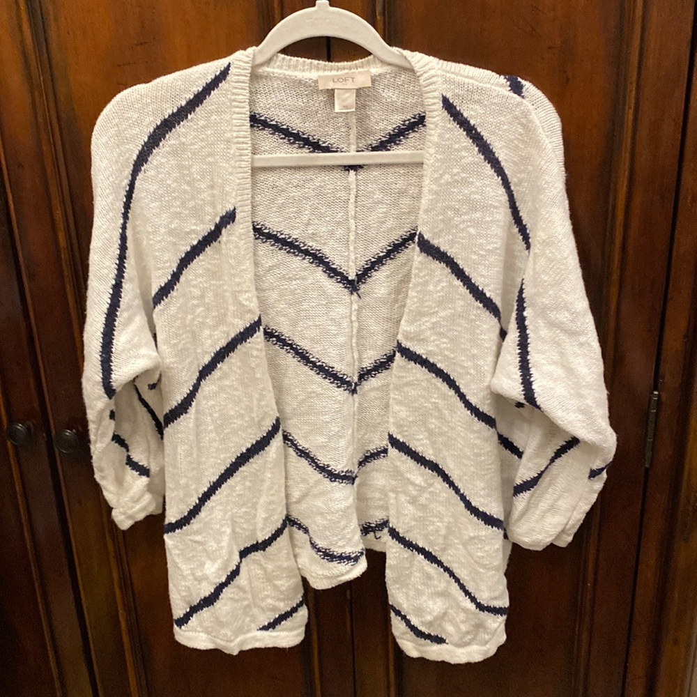 Loft navy and cream batwing cardigan size xs